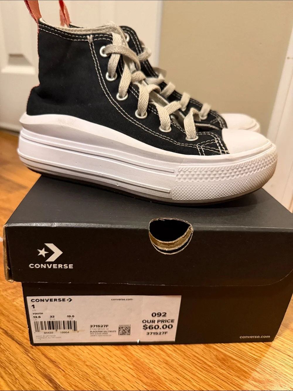 Converse Kids Black and White High-Top Platform Sneakers